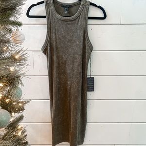 Olive green ribbed dress